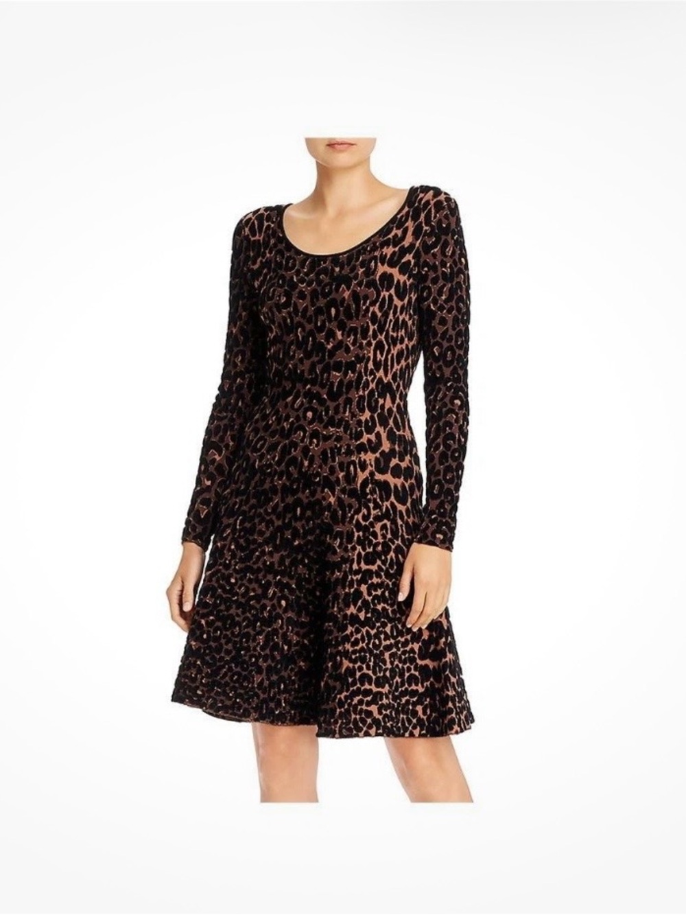 Milly Leopard-Print Scoop Neck Dress - Black & Brown